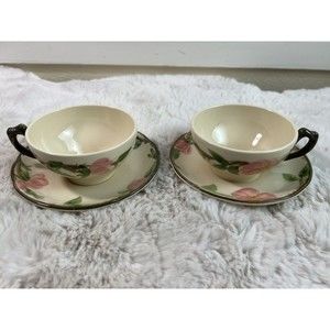 Vintage‎ Set of 2 Franciscan Desert Rose Cups & Saucers 5 3/4”